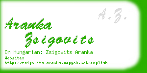 aranka zsigovits business card